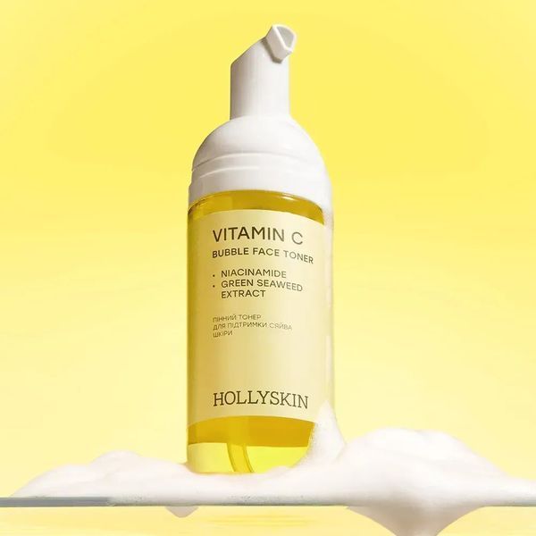 Пінний тонер для підтримки сяйва шкіри Hollyskin Vitamin C 150 мл 4823109705876 фото