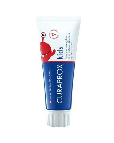 Дитяча зубна паста "Curaprox" з фтором з 2-х років, ПОЛУНИЦЯ, 60мл. 7612412429473 фото
