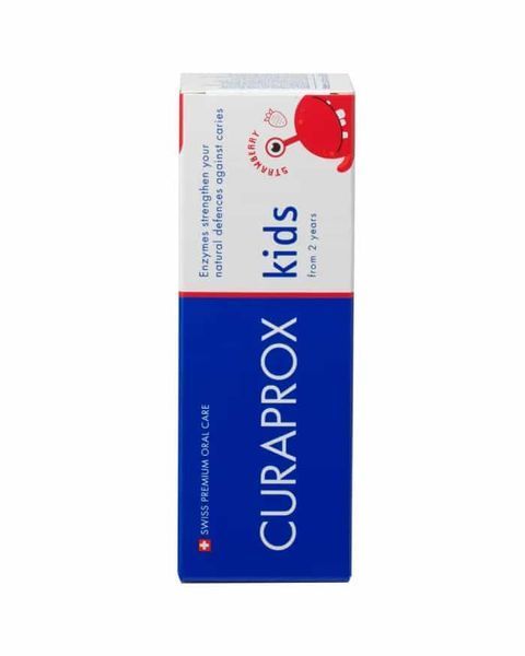 Дитяча зубна паста "Curaprox" з фтором з 2-х років, ПОЛУНИЦЯ, 60мл. 7612412429473 фото