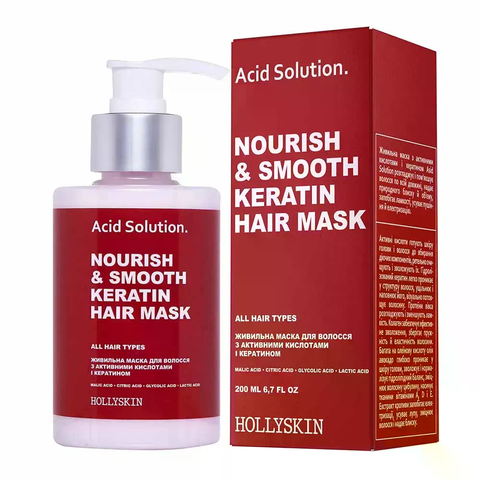 Живильна маска для волосся з активними кислотами і кератином HOLLYSKIN Acid Solution. 4823109701120 фото