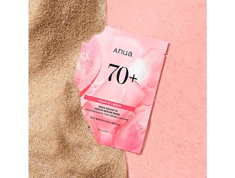 Тканинна маска для обличчя з персиком для гладкої та сяючої шкіри Anua Peach 70 Niacin Serum Mask 8809640734021 фото