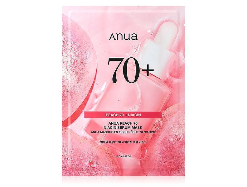 Тканинна маска для обличчя з персиком для гладкої та сяючої шкіри Anua Peach 70 Niacin Serum Mask 8809640734021 фото